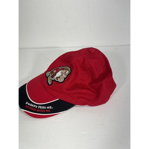 Disney Parks Dwarf Baseball Cap Hat adjustable v red world Dwarfs Fear me - Picture 1 of 8